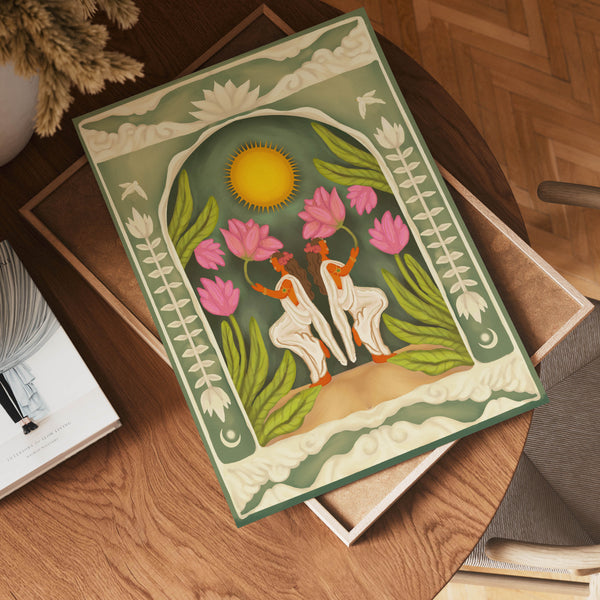 Order Blessed Mirrors Lotus Wall Art Painting